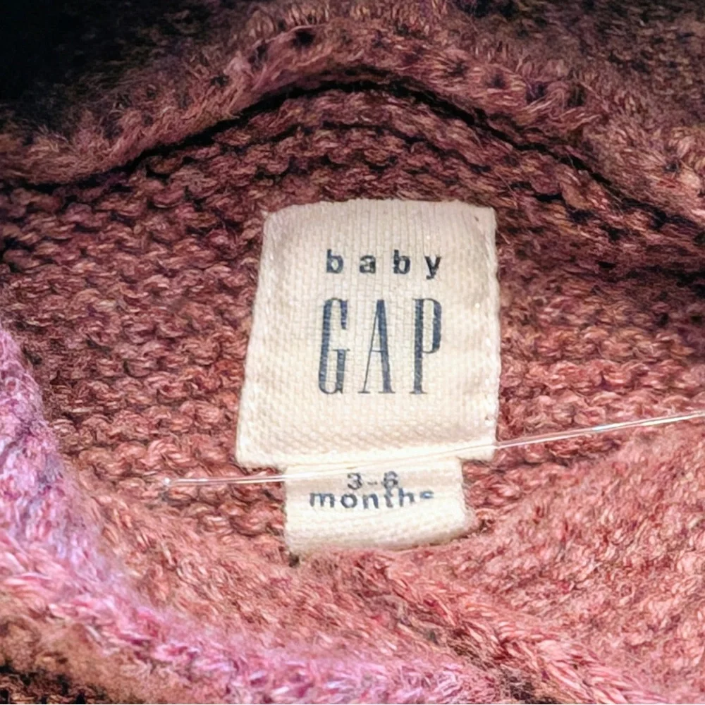 Baby Gap Plum Knit Cardigan size 3-6 Animal Face Hood